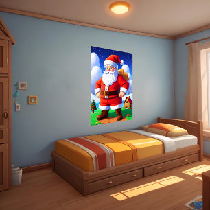 Poster Caricature du Père Noël   Art AI