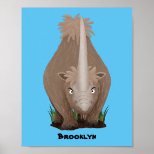 Poster Caricature en élasmère de rhinocéros laineux 