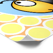 Poster Caricature en jaune d'abeille volante mignonne (Coin)