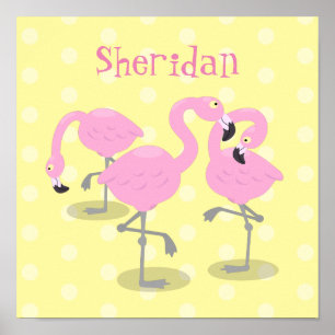 Poster Caricature en trio flamand rose mou