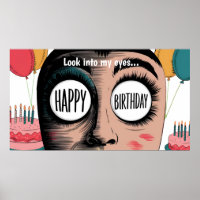 Caricature grand yeux heureux anniversaire dans le