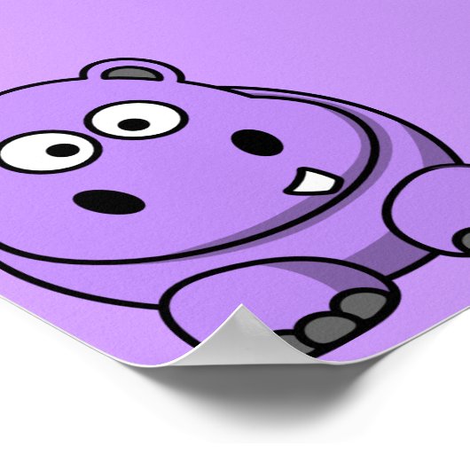Poster caricature-hippo mignon adorable violet amical (Coin)