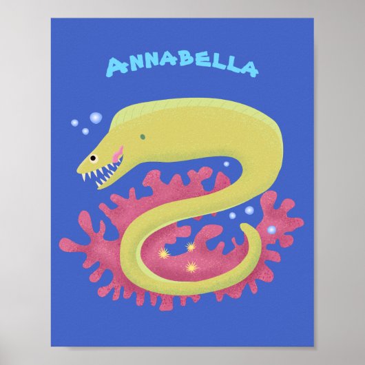 Poster Caricature humoristique murène verte (Devant)