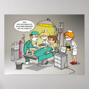 Poster Caricature; Jetez un peu et nous pouvons opérer