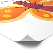 Poster Caricature joli papillon orange (Coin)