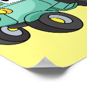 Poster Caricature joli tracteur vert joyeux (Coin)