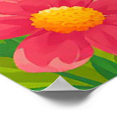 Poster Caricature joyeuse abeille entourée de fleurs vive (Coin)