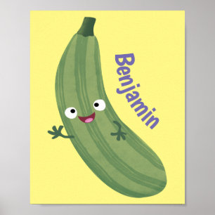 Poster Caricature joyeux de courgettes mignonnes