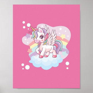 Poster Caricature mignonne licorne.