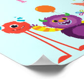 Poster Caricature monstre mignon de lille fête d'annivers (Coin)