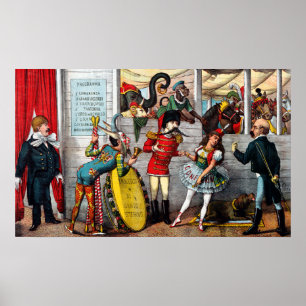 Poster Caricature Politique Italienne Des Interprètes De