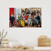 Poster Caricature Politique Italienne Des Interprètes De  (Cuisine)