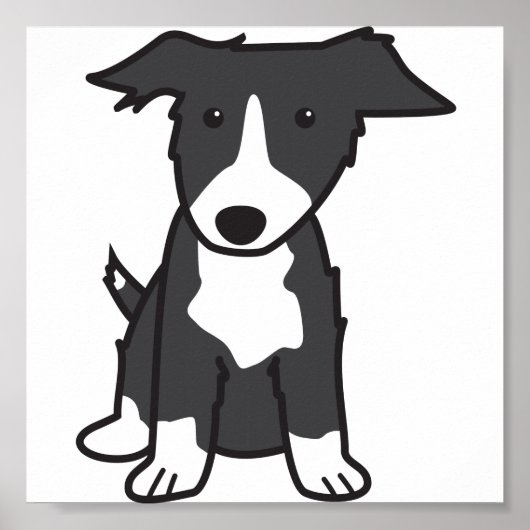 Poster Caricature pour chien Collie Bordure (Devant)