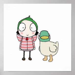 Poster Caricature pour enfants Sarah et duck