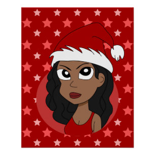 Poster Caricature pour fille de Noël