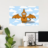 Poster Caricature Pterodactyle à l'orange mignon (Bureau à domicile)
