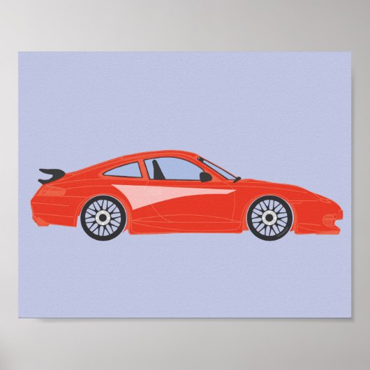 Poster Caricature rouge pépinière dessin de voiture (Devant)