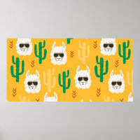 Caricature sans couture llama et motif de cactus e