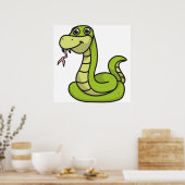 Poster Caricature serpent cadeau animal serpents vert (Cuisine)