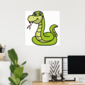 Poster Caricature serpent cadeau animal serpents vert (Bureau à domicile)