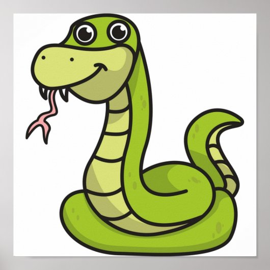 Poster Caricature serpent cadeau animal serpents vert (Devant)