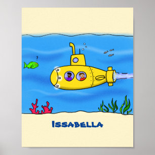 Poster Caricature sous-marine joyeuse