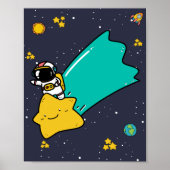 Poster Caricature spatiale astronaute (Devant)
