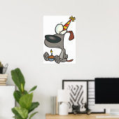 Poster Caricature triste pour chien d'anniversaire avec C (Bureau à domicile)