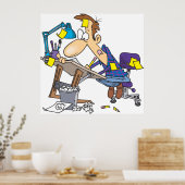 Poster Caricaturiste Au Travail (Cuisine)