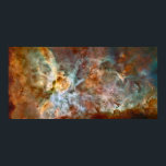Poster Carina Nebula - NGC 3372<br><div class="desc">Jetez un coup d'oeil dans une pépinière de naissance d'étoiles via l'oeil puissant de Hubble dans cette vue colorée de la Nebula Carina. Cette nébuleuse massive se trouve à environ 7500 années-lumière et présente l'étoile variable eta Carinae visible et ses deux lobes de matière expulsée. Avec l'aimable autorisation de la...</div>