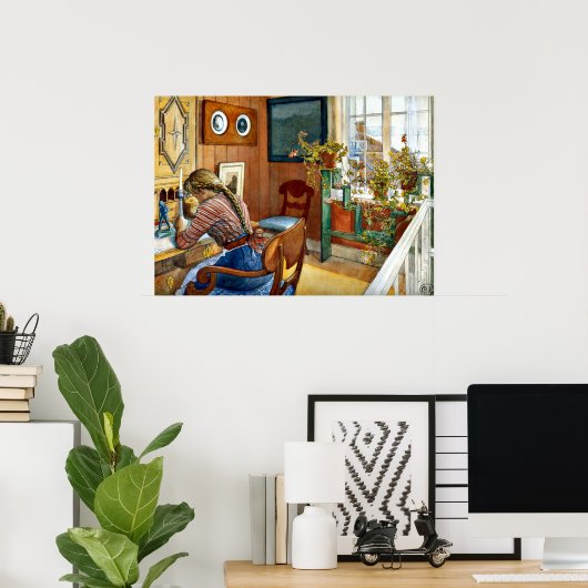 Poster Carl Larsson art - Correspondance (Bureau à domicile)