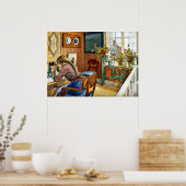 Poster Carl Larsson art - Correspondance (Cuisine)