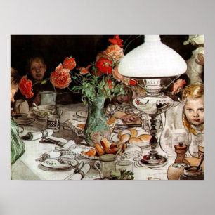 Poster Carl Larsson - Autour de la Lampe