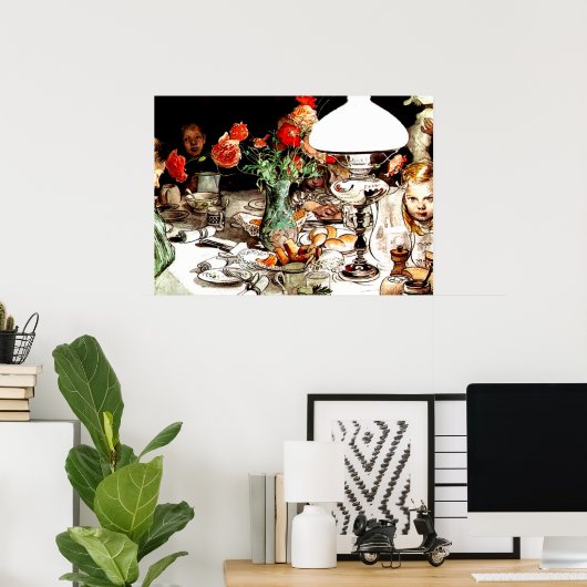 Poster Carl Larsson - Autour de la Lampe (Bureau à domicile)