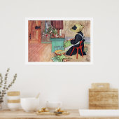 Poster Carl Larsson Karin Peeling Rhubarb Art (Cuisine)