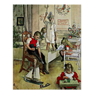 Poster Carl Larsson peinture, Noël matin