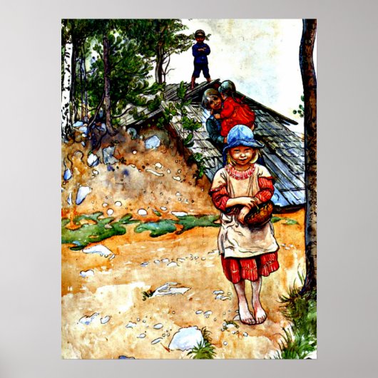 Poster Carl Larsson. Près de la cave, (Devant)