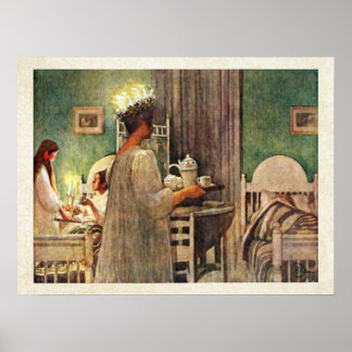 Poster Carl Larsson St Lucia Jour Noël en Suède