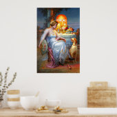 Poster Carlier : Elégante dame et son chien (Cuisine)