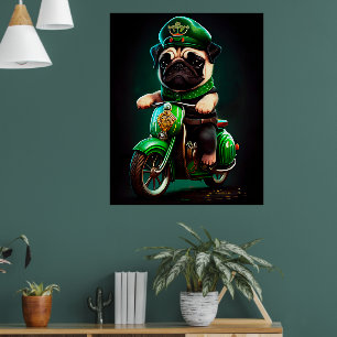 Poster Carlin Chien Conduite Vélo St. Patrick's Day