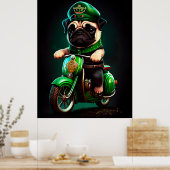 Poster Carlin Chien Conduite Vélo St. Patrick's Day (Cuisine)