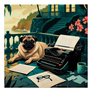 Poster Carlin chien gentleman vintage