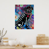 Poster Carlin Dia de los Muertos Amoureux des chiens (Cuisine)