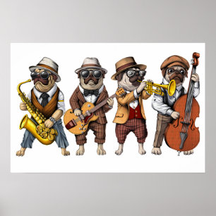 Poster Carlin Dog Jazz Musiciens