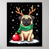 Poster Carlin Dog Reindeer Xmas Amoureux des chiens Funny (Devant)