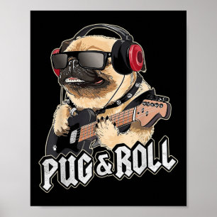 Poster Carlin Et Roll Cute Rockstar Guitar Rockin Music S