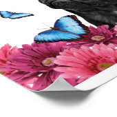 Poster Carlin Gerbera Papillons | Chien noir mignon (Coin)