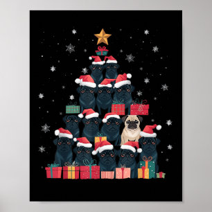 Poster Carlin Noir Arbre de Noël Chien Père Noël Xmas Joy