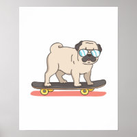 Carlin Patineur de chiens Skateboard Dons amusants