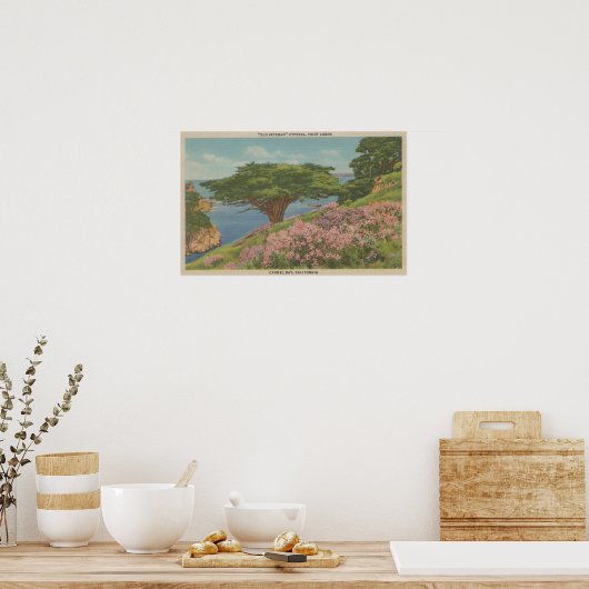 Poster Carmel Bay, CA - Vue de l'arbre "ancien vétéran" (Cuisine)